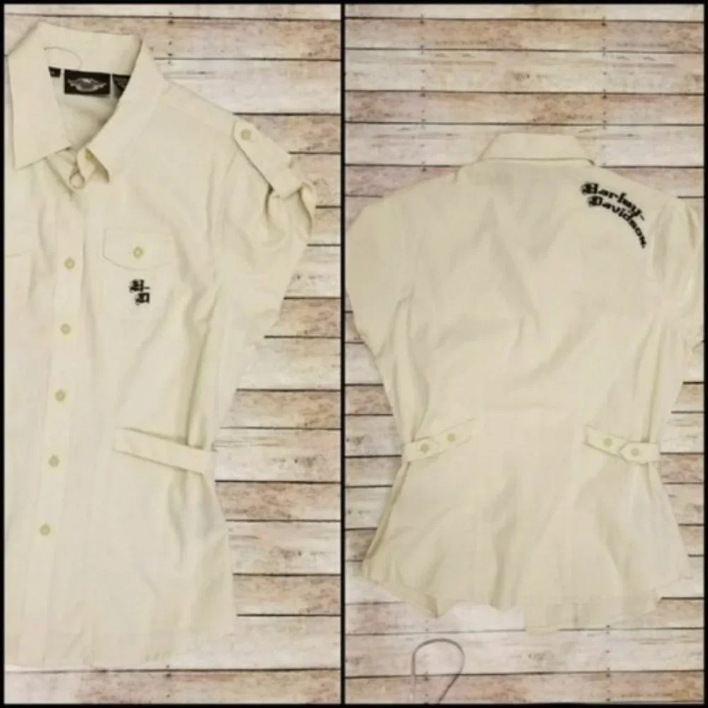 Harley Davidson Button Up Khaki Shirt - Picture 3 of 3